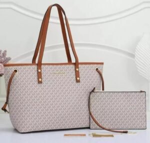 MICHAEL KORS TOTE BAG WITH POUCH WITH DUST BAG(BIEGE-BROWN)